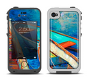 The Colorful Pastel Docked Boats Apple iPhone 4-4s LifeProof Fre Case Skin Set