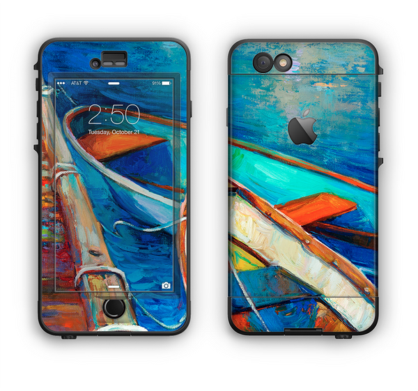 The Colorful Pastel Docked Boats Apple iPhone 6 Plus LifeProof Nuud Case Skin Set