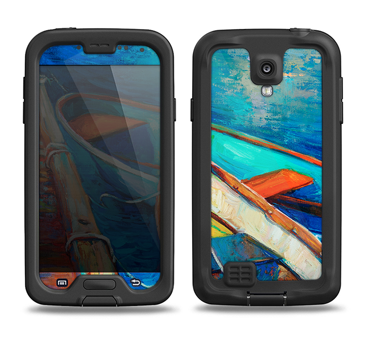 The Colorful Pastel Docked Boats Samsung Galaxy S4 LifeProof Fre Case Skin Set