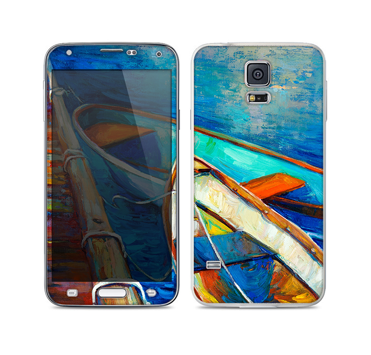 The Colorful Pastel Docked Boats Skin For the Samsung Galaxy S5
