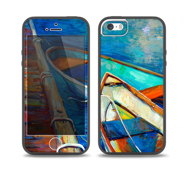 The Colorful Pastel Docked Boats Skin Set for the iPhone 5-5s Skech Glow Case