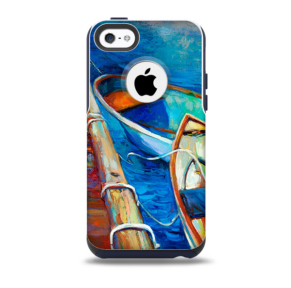 The Colorful Pastel Docked Boats Skin for the iPhone 5c OtterBox Commuter Case