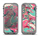 The Colorful Pink & Teal Seamless Paisley Apple iPhone 5c LifeProof Fre Case Skin Set