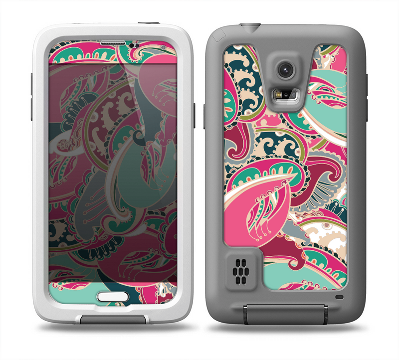 The Colorful Pink & Teal Seamless Paisley Skin for the Samsung Galaxy S5 frē LifeProof Case