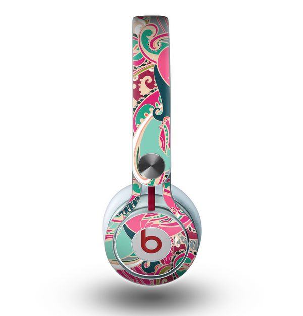 The Colorful Pink & Teal Seamless Paisley Skin for the Beats by Dre Mixr Headphones