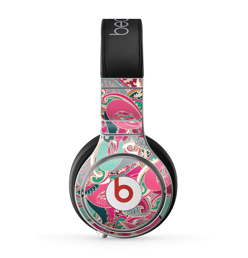 The Colorful Pink & Teal Seamless Paisley Skin for the Beats by Dre Pro Headphones