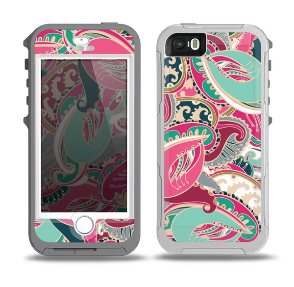 The Colorful Pink & Teal Seamless Paisley Skin for the iPhone 5-5s OtterBox Preserver WaterProof Case