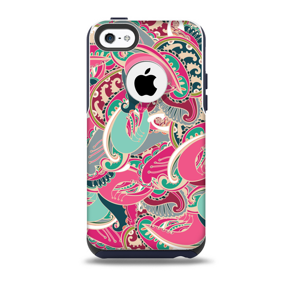 The Colorful Pink & Teal Seamless Paisley Skin for the iPhone 5c OtterBox Commuter Case