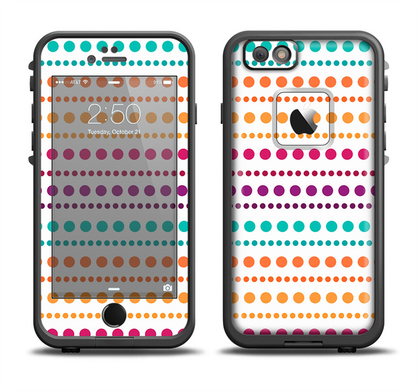 The Colorful Polka Dots on White Apple iPhone 6 LifeProof Fre Case Skin Set