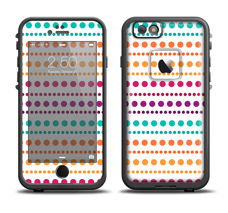 The Colorful Polka Dots on White Apple iPhone 6/6s Plus LifeProof Fre Case Skin Set