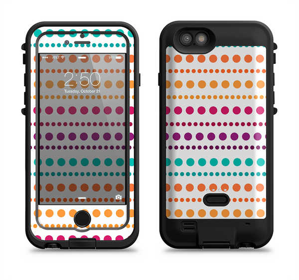 The Colorful Polka Dots on White Apple iPhone 6/6s LifeProof Fre POWER Case Skin Set