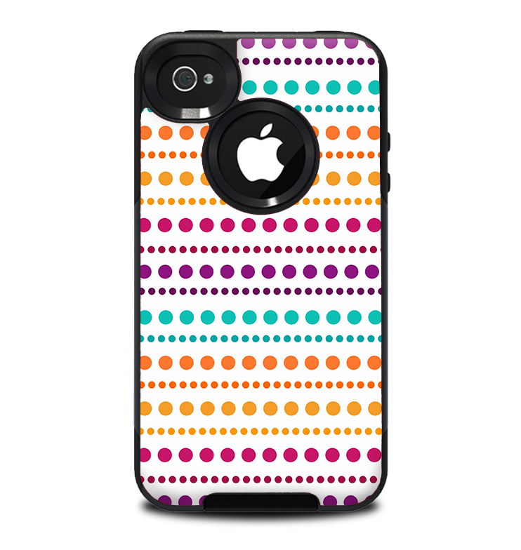 The Colorful Polka Dots on White Skin for the iPhone 4-4s OtterBox Commuter Case