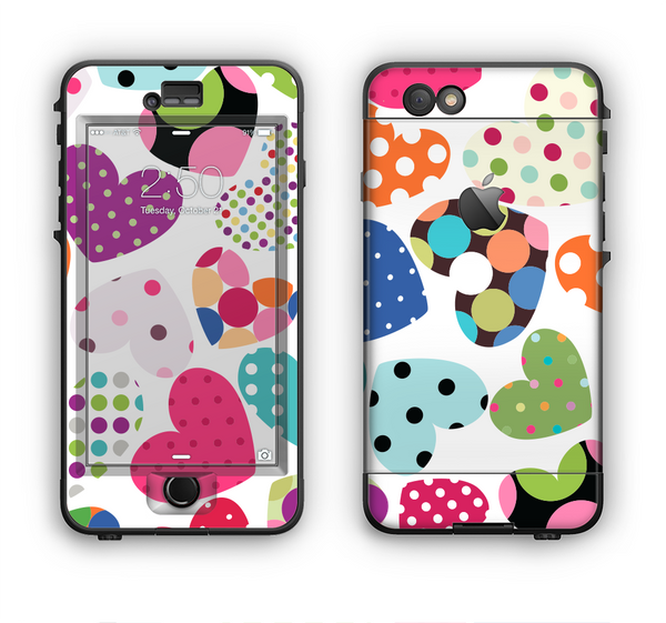 The Colorful Polkadot Hearts Apple iPhone 6 Plus LifeProof Nuud Case Skin Set