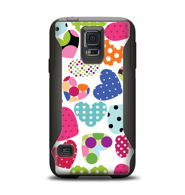 The Colorful Polkadot Hearts Samsung Galaxy S5 Otterbox Commuter Case Skin Set