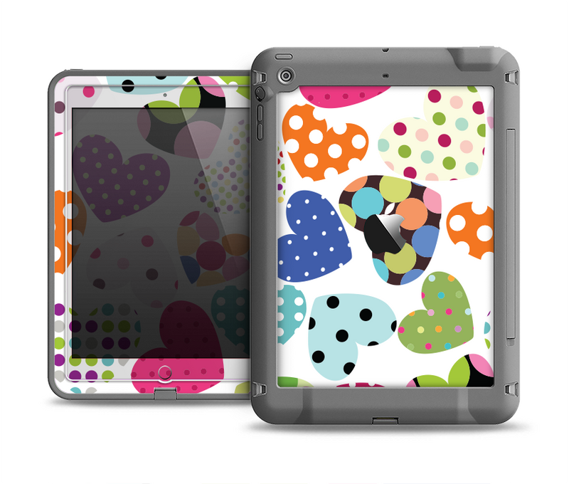 The Colorful Polkadot Hearts Apple iPad Air LifeProof Fre Case Skin Set