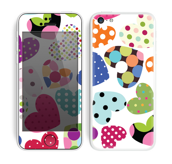 The Colorful Polkadot Hearts Skin for the Apple iPhone 5c