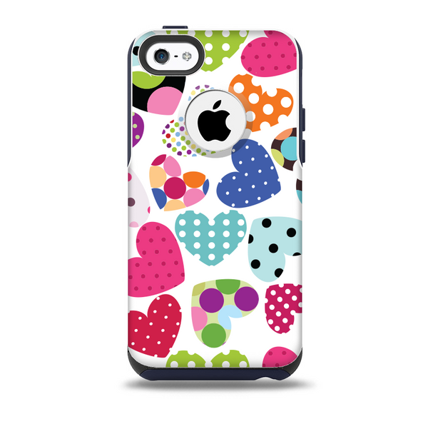 The Colorful Polkadot Hearts Skin for the iPhone 5c OtterBox Commuter Case