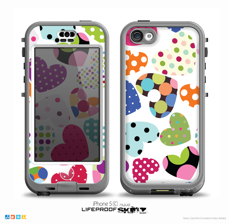 The Colorful Polkadot Hearts Skin for the iPhone 5c nüüd LifeProof Case