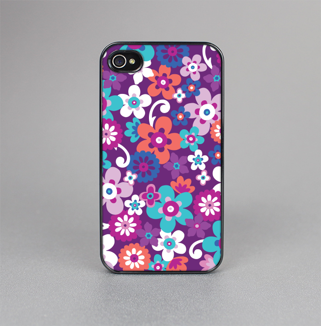 The Colorful Purple Flower Sprouts Skin-Sert for the Apple iPhone 4-4s Skin-Sert Case