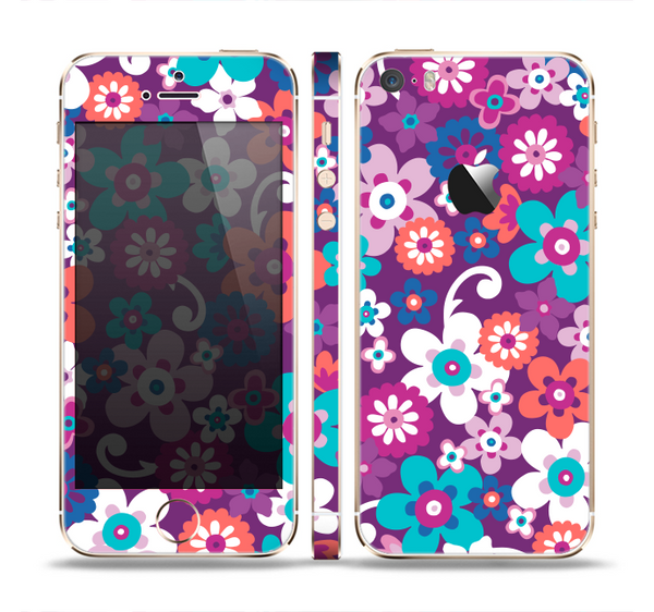 The Colorful Purple Flower Sprouts Skin Set for the Apple iPhone 5s