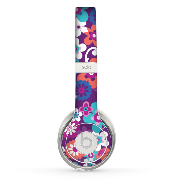 The Colorful Purple Flower Sprouts Skin for the Beats by Dre Solo 2 Headphones