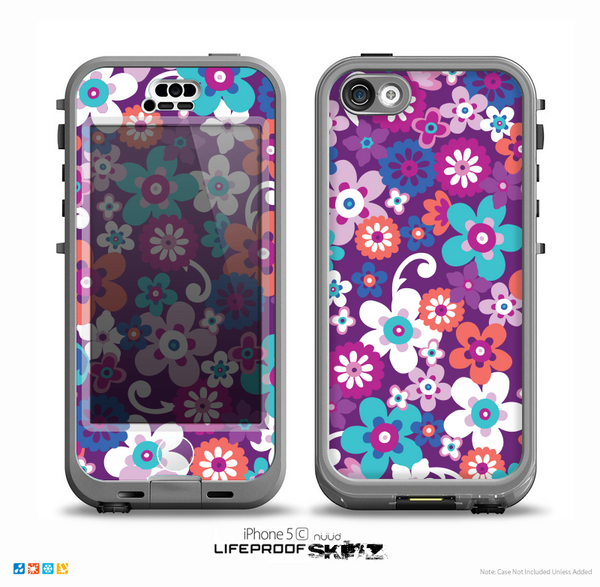 The Colorful Purple Flower Sprouts Skin for the iPhone 5c nüüd LifeProof Case