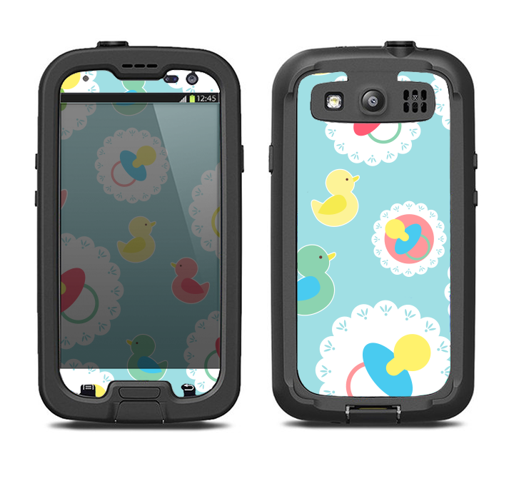The Colorful Rubber Ducky and Blue Samsung Galaxy S3 LifeProof Fre Case Skin Set