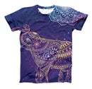 The Colorful Sacred Elephant ink-Fuzed Unisex All Over Full-Printed Fitted Tee Shirt