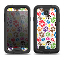 The Colorful Scattered Paw Prints Samsung Galaxy S4 LifeProof Nuud Case Skin Set