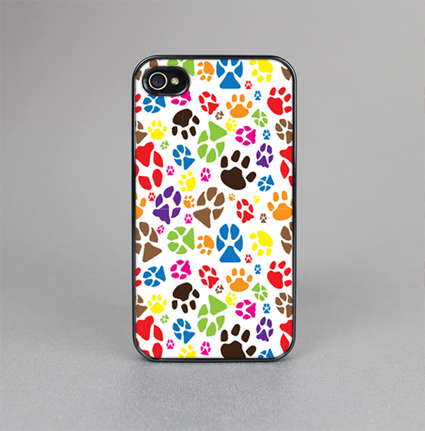 The Colorful Scattered Paw Prints Skin-Sert for the Apple iPhone 4-4s Skin-Sert Case