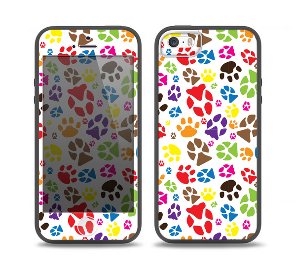 The Colorful Scattered Paw Prints Skin Set for the iPhone 5-5s Skech Glow Case