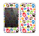 The Colorful Scattered Paw Prints Skin for the Apple iPhone 4-4s