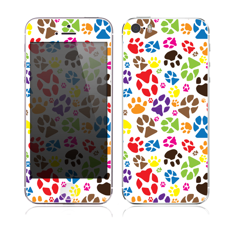 The Colorful Scattered Paw Prints Skin for the Apple iPhone 5s