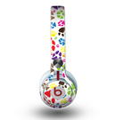 The Colorful Scattered Paw Prints Skin for the Beats by Dre Mixr Headphones