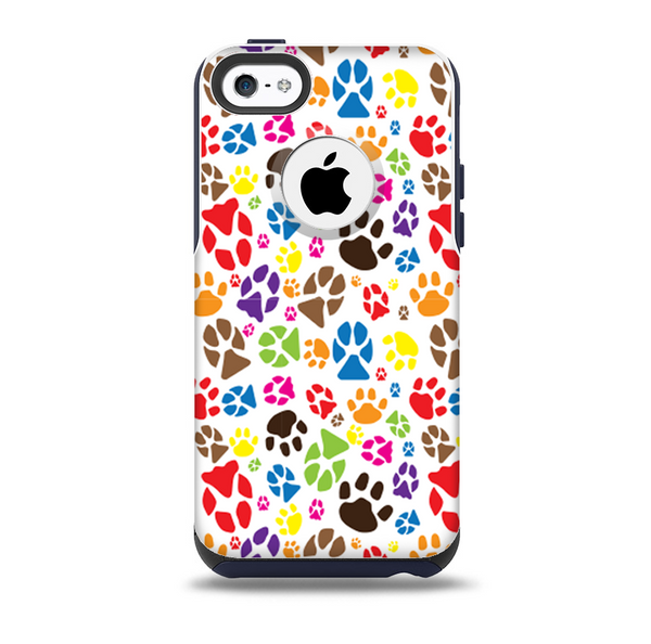 The Colorful Scattered Paw Prints Skin for the iPhone 5c OtterBox Commuter Case