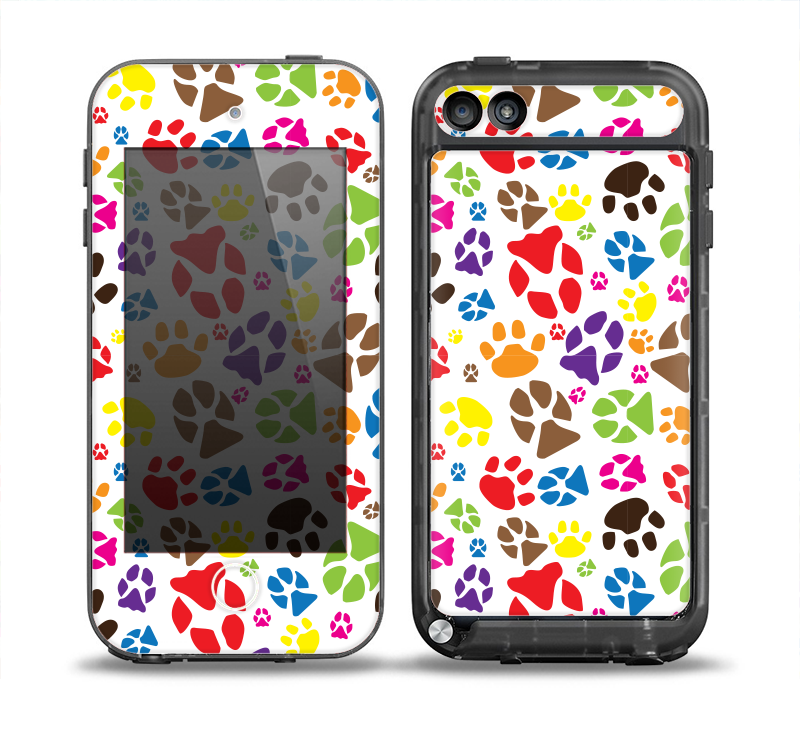 The Colorful Scattered Paw Prints Skin for the iPod Touch 5th Generation frē LifeProof Case