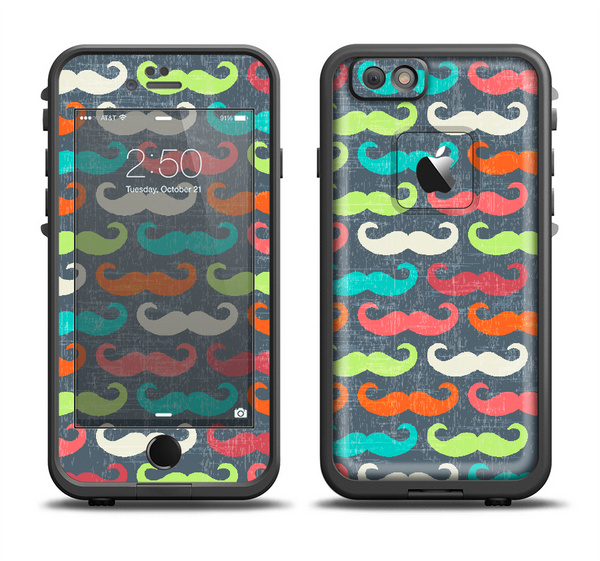 The Colorful Scratched Mustache Pattern Apple iPhone 6 LifeProof Fre Case Skin Set