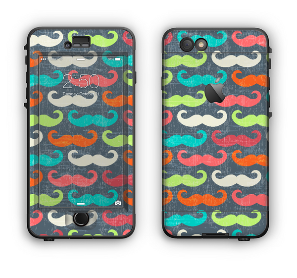The Colorful Scratched Mustache Pattern Apple iPhone 6 Plus LifeProof Nuud Case Skin Set