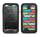 The Colorful Scratched Mustache Pattern Samsung Galaxy S4 LifeProof Nuud Case Skin Set