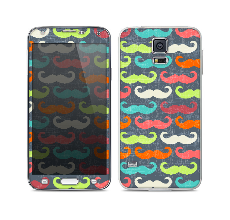 The Colorful Scratched Mustache Pattern Skin For the Samsung Galaxy S5