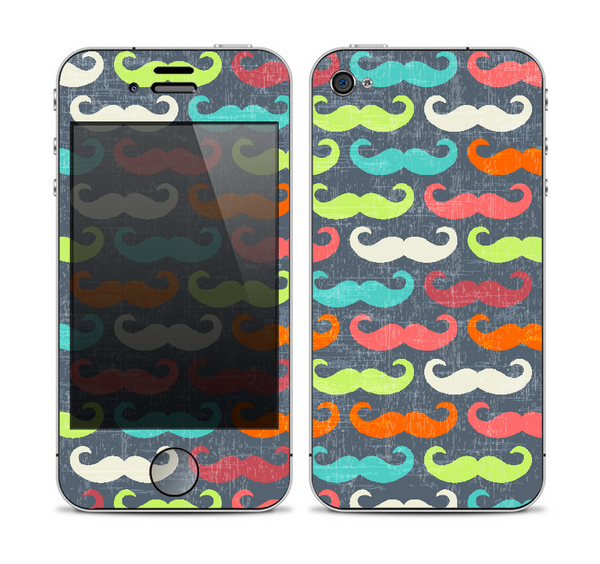The Colorful Scratched Mustache Pattern Skin for the Apple iPhone 4-4s