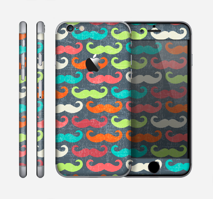 The Colorful Scratched Mustache Pattern Skin for the Apple iPhone 6