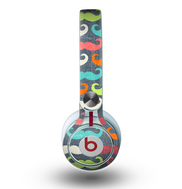 The Colorful Scratched Mustache Pattern Skin for the Beats by Dre Mixr Headphones