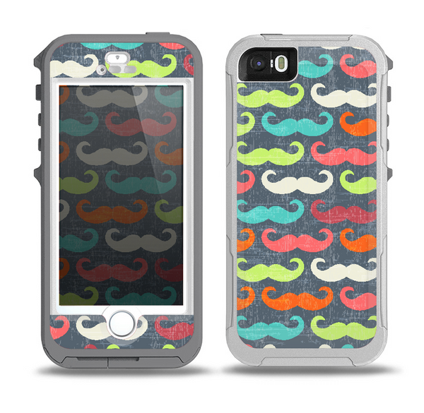 The Colorful Scratched Mustache Pattern Skin for the iPhone 5-5s OtterBox Preserver WaterProof Case
