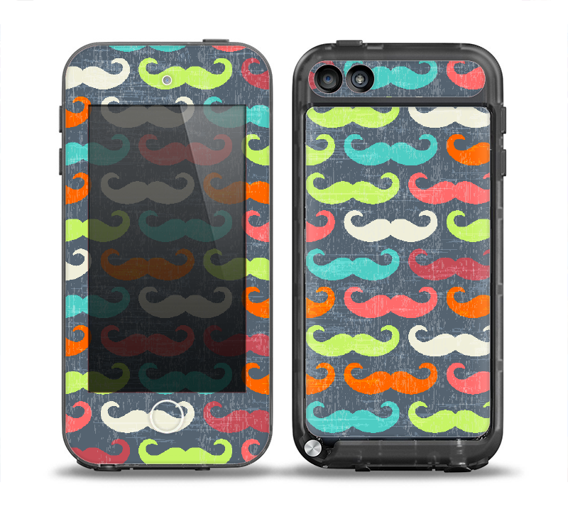 The Colorful Scratched Mustache Pattern Skin for the iPod Touch 5th Generation frē LifeProof Case