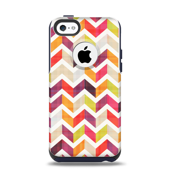 The Colorful Segmented Scratched ZigZag Apple iPhone 5c Otterbox Commuter Case Skin Set