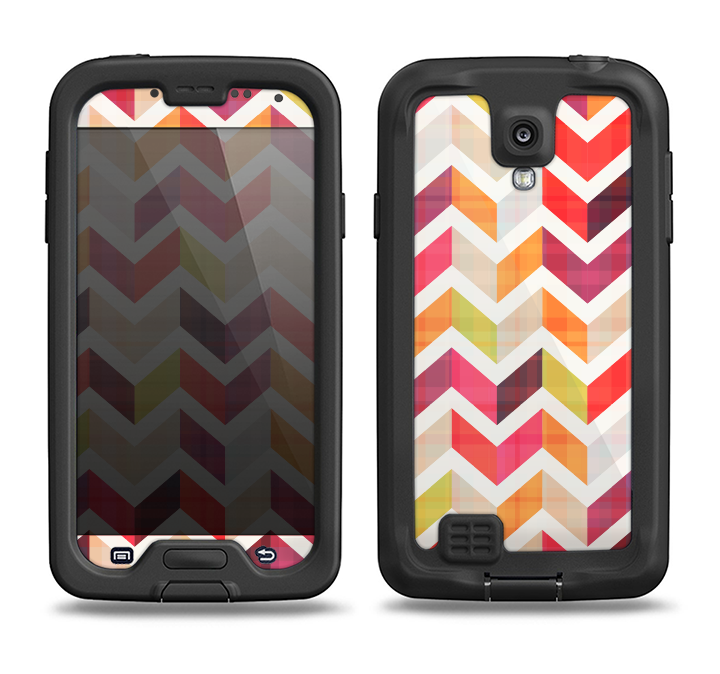 The Colorful Segmented Scratched ZigZag Samsung Galaxy S4 LifeProof Nuud Case Skin Set