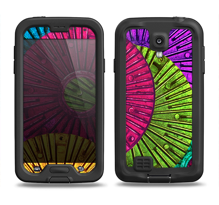 The Colorful Segmented Wheels Samsung Galaxy S4 LifeProof Nuud Case Skin Set