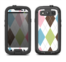 The Colorful Stitched Plaid Shapes Samsung Galaxy S4 LifeProof Nuud Case Skin Set