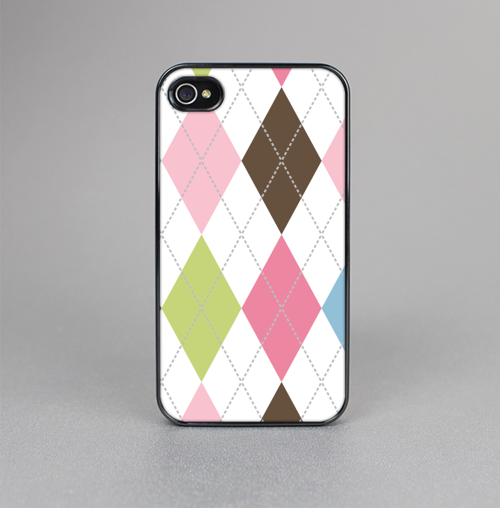 The Colorful Stitched Plaid Shapes Skin-Sert for the Apple iPhone 4-4s Skin-Sert Case